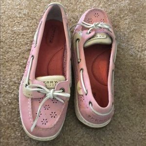 Pink cutout sperry shoes sz 8.5